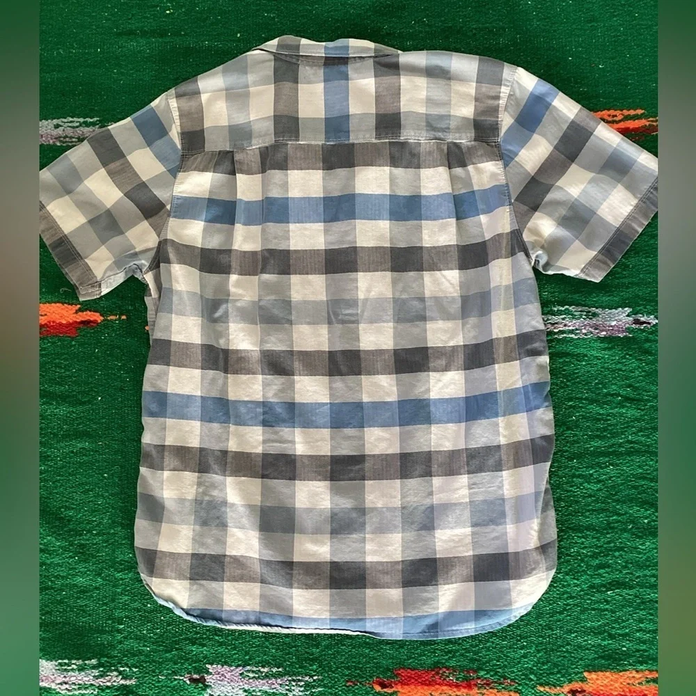 The North Face Shirt Mens  XL Blue Check Short Sleeve Button Up Pocket